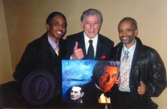 Richmond artists Jeromyah Jones, crooner Tony Bennett, and Jerome W. Jones, Jr.